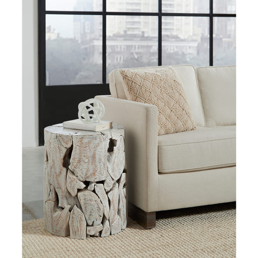 Modus Furniture One Teak Slice Round End Table in Bleached Teak 655450407079 JVHT22SR Image 1
