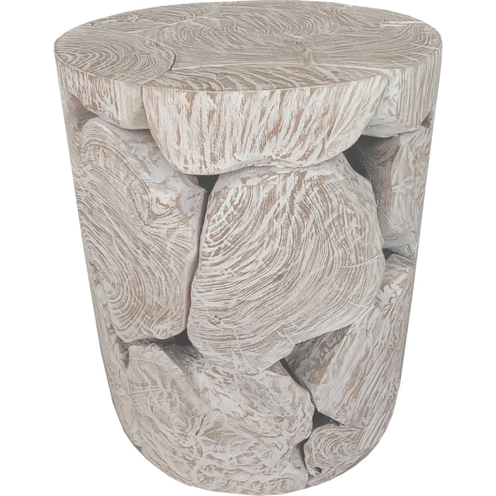 Modus Furniture One Teak Slice Round End Table in Bleached Teak 655450407079 JVHT22SR Image 2
