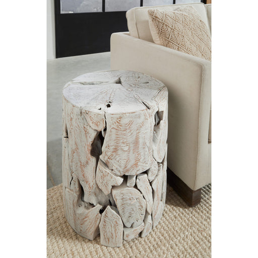 Modus Furniture One Teak Slice Round End Table in Bleached Teak 655450407079 JVHT22SR Main Image