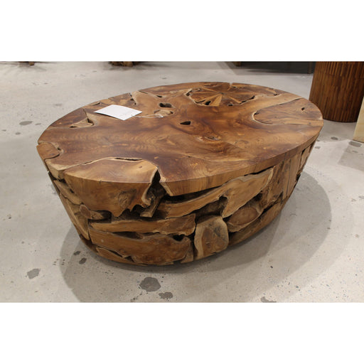 Modus One Teak Slice Solid Wood Coffee Table in Warm Teak Main Image