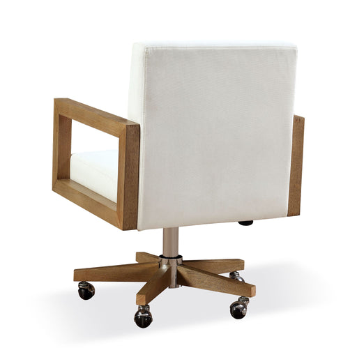 Modus One Wood Frame Home Office Chair in Solid Wood and White Canvas Image 1
