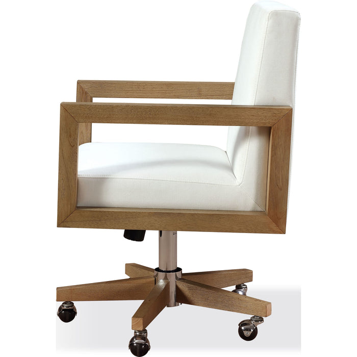 Modus Furniture One Wood Frame Home Office Chair in Solid Wood and White Canvas 655450404641 JVLH17 Image 1