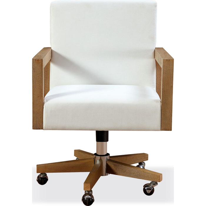 Modus Furniture One Wood Frame Home Office Chair in Solid Wood and White Canvas 655450404641 JVLH17 Image 2
