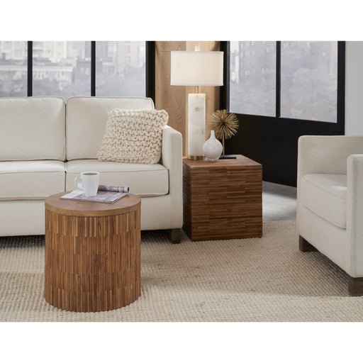 Modus Furniture One Wood Tile Round End Table in Solid Teak 655450405204 JVHS22E Image 1