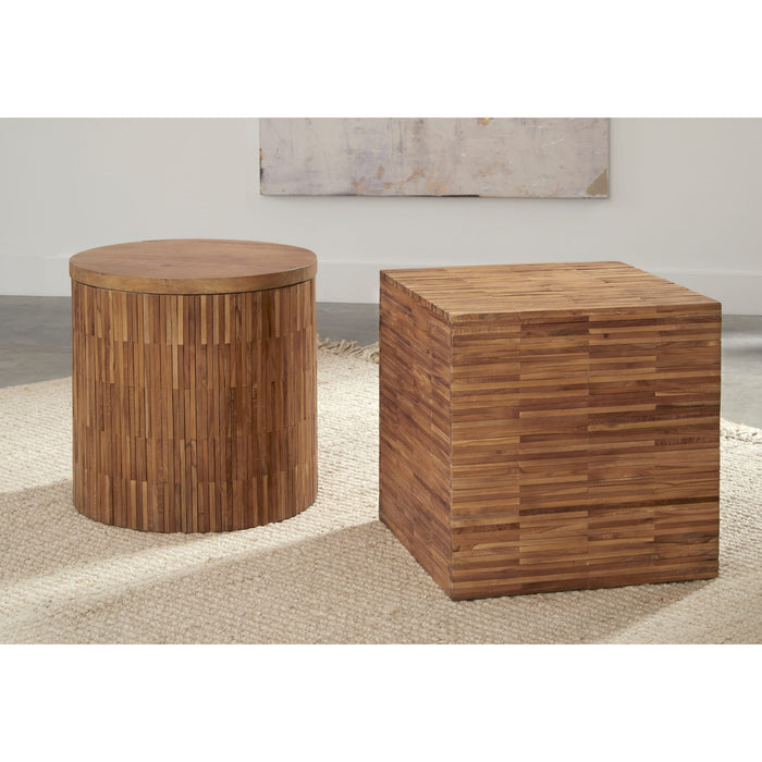 Modus Furniture One Wood Tile Round End Table in Solid Teak 655450405204 JVHS22E Image 2
