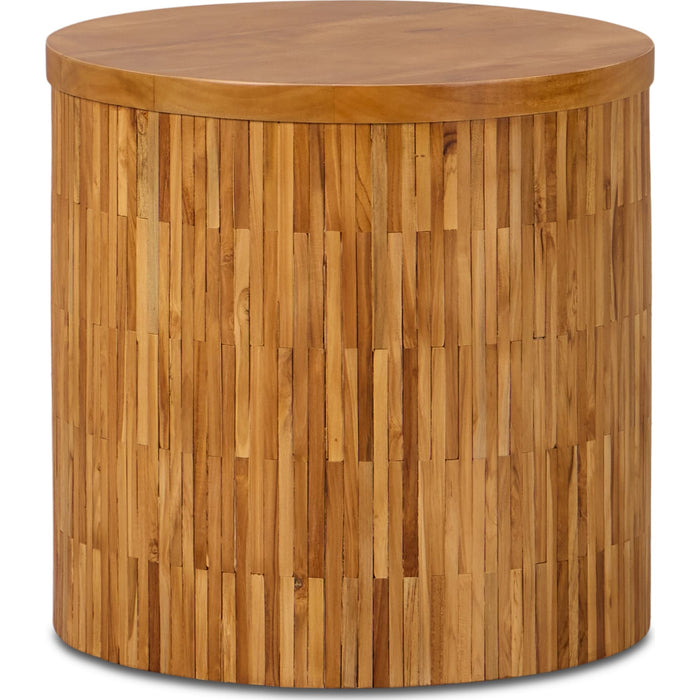 Modus Furniture One Wood Tile Round End Table in Solid Teak 655450405204 JVHS22E Image 3