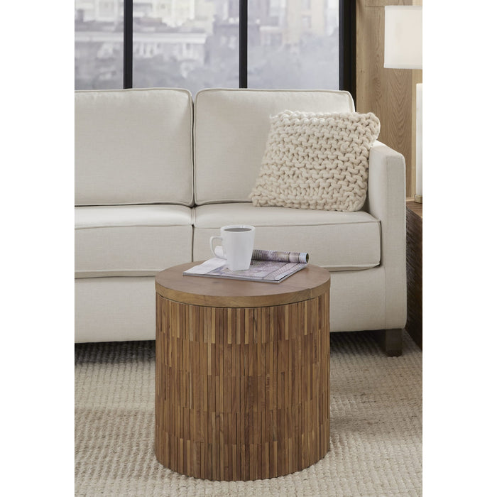 Modus Furniture One Wood Tile Round End Table in Solid Teak 655450405204 JVHS22E Main Image