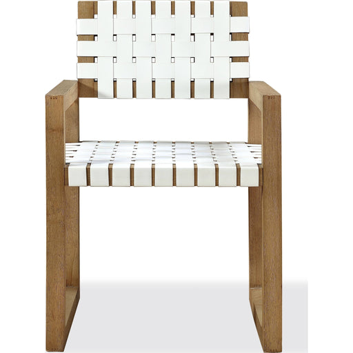 Modus Furniture One Woven Leather and Solid Wood Dining Arm Chair in White and Bisque 655450404542 JVLH64A Image 1