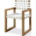 Modus Furniture One Woven Leather and Solid Wood Dining Arm Chair in White and Bisque 655450404542 JVLH64A Image 2