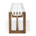 Modus One Woven Leather and Solid Wood Dining Bench in White and Bisque Image 1