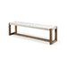 Modus One Woven Leather and Solid Wood Dining Bench in White and Bisque Image 2