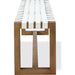 Modus Furniture One Woven Leather and Solid Wood Dining Bench in White and Bisque 655450404573 JVLH71W Image 3