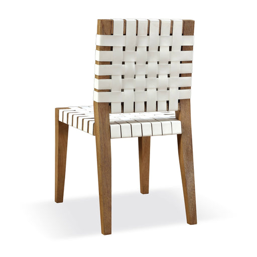 Modus One Woven Leather and Solid Wood Dining Side Chair in White and BisqueImage 1