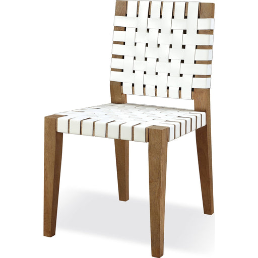 Modus Furniture One Woven Leather and Solid Wood Dining Side Chair in White and Bisque 655450404528 JVLH63W Image 1