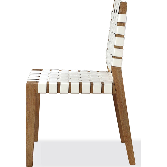 Modus Furniture One Woven Leather and Solid Wood Dining Side Chair in White and Bisque 655450404528 JVLH63W Image 2