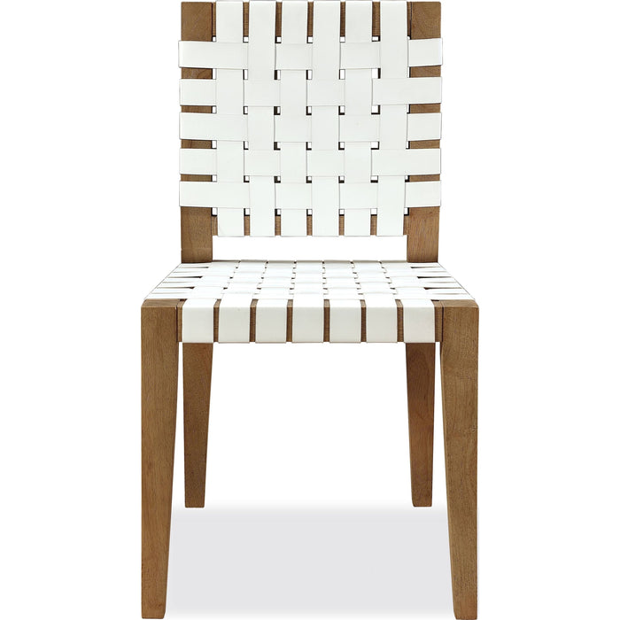 Modus Furniture One Woven Leather and Solid Wood Dining Side Chair in White and Bisque 655450404528 JVLH63W Image 3