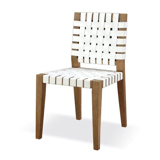 Modus One Woven Leather and Solid Wood Dining Side Chair in White and BisqueMain Image