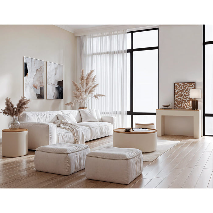 Modus Furniture Oskar Lift Top Round Coffee Table in Barley 655450447044 QVUG21 Image 6