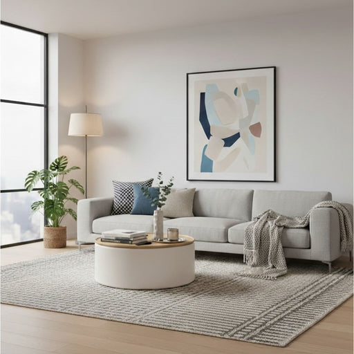 Modus Furniture Oskar Lift Top Round Coffee Table in Barley 655450447044 QVUG21 Main Image