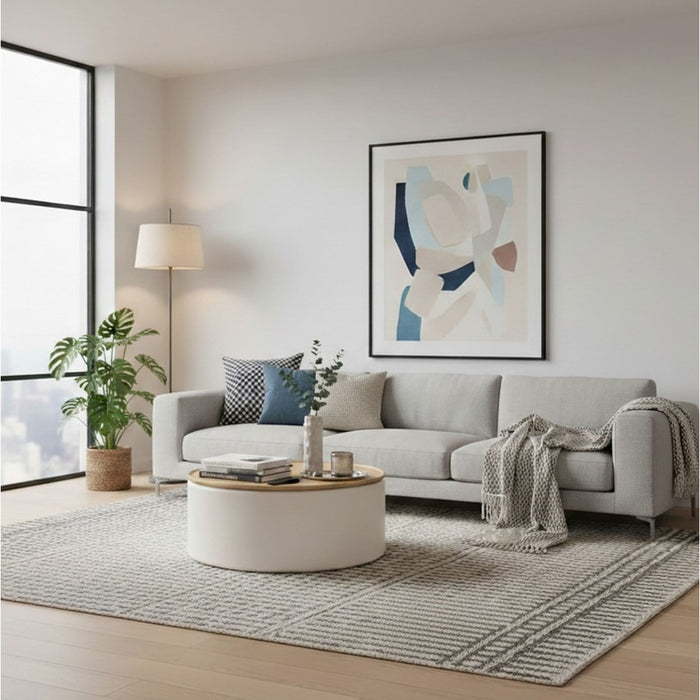 Modus Furniture Oskar Lift Top Round Coffee Table in Barley 655450447044 QVUG21 Main Image