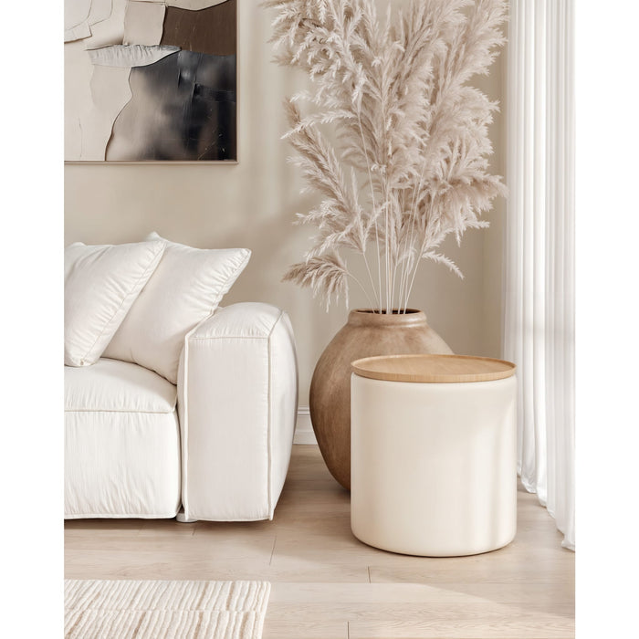 Modus Furniture Oskar Lift Top Round End Table in Barley 655450447051 QVUG22 Main Image