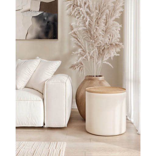 Modus Furniture Oskar Lift Top Round End Table in Barley 655450447051 QVUG22 Main Image