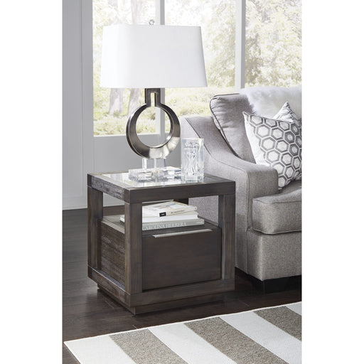 Modus Furniture Oxford One Drawer End Table in Basalt Grey 655450194405 AZU522 Main Image