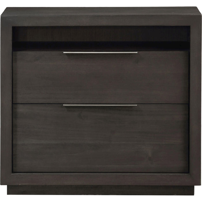 Modus Furniture Oxford Two Drawer Nightstand in Basalt Grey 655450193996 AZU581 Image 1