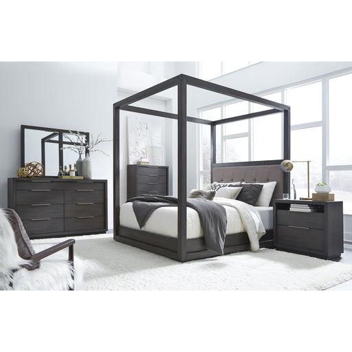 Modus Furniture Oxford Upholstered Canopy Bed in Dolphin  AZU5H  Image 1