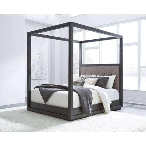 Modus Furniture Oxford Upholstered Canopy Bed in Dolphin  AZU5H  Main Image