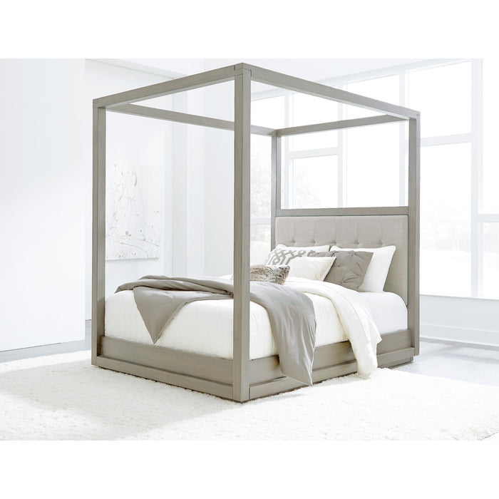 Modus Furniture Oxford Upholstered Canopy Bed in Mineral  AZBXH  Main Image