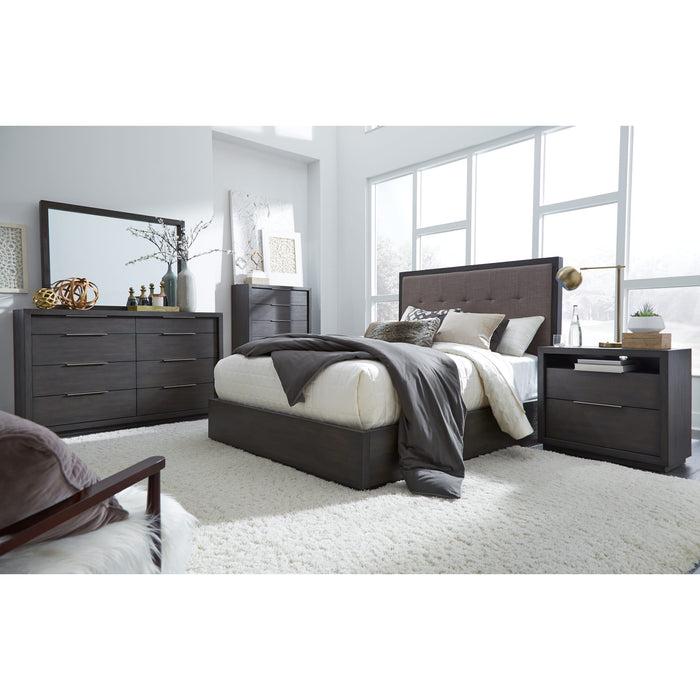 Modus Furniture Oxford Upholstered Platform Bed in Dolphin  AZU5F D Image 1