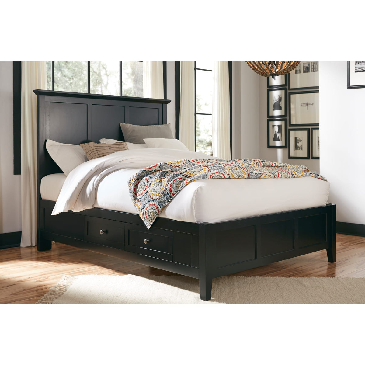 Paragon Four Drawer Wood Storage Bed in Black — Modus Furniture, image size:1200x1200