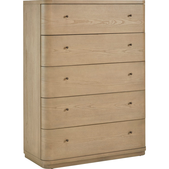 Modus Furniture Penny Five Drawer White Ash Chest in Buff Cream  655450455933 QXUL84 Image 1