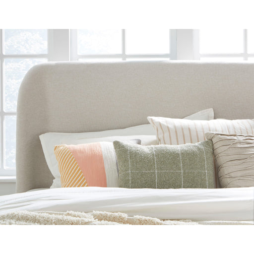 Modus Furniture Penny Upholstered Platform Bed in Buff Cream Ash and Oatmeal Linen  QXULH  Image 1