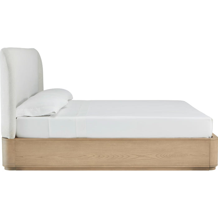 Modus Furniture Penny Upholstered Platform Bed in Buff Cream Ash and Oatmeal Linen  QXULH  Image 4