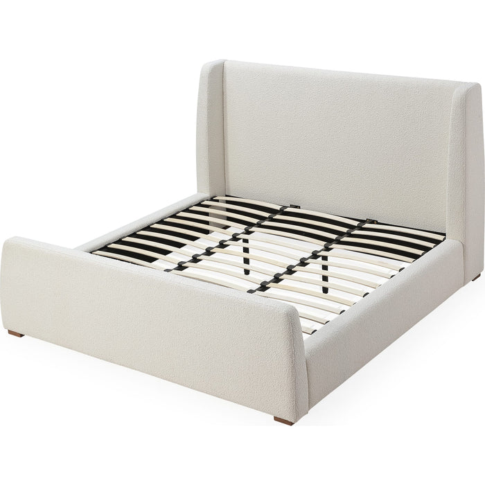 Modus Furniture Presley Upholstered Wingback Platform Bed in Cottage Cheese Boucle  PCMZH  Image 6