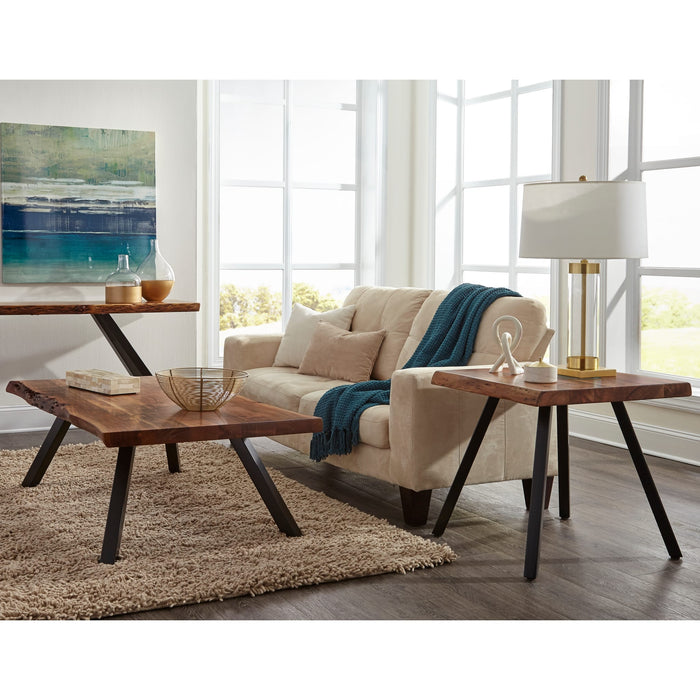 Modus Furniture Reese Live Edge Solid Wood Metal Leg Coffee Table in Natural Acacia 655450206238 3A6921 Image 1