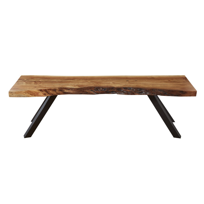 Modus Reese Live Edge Solid Wood Metal Leg Dining Bench in Natural Acacia Image 1