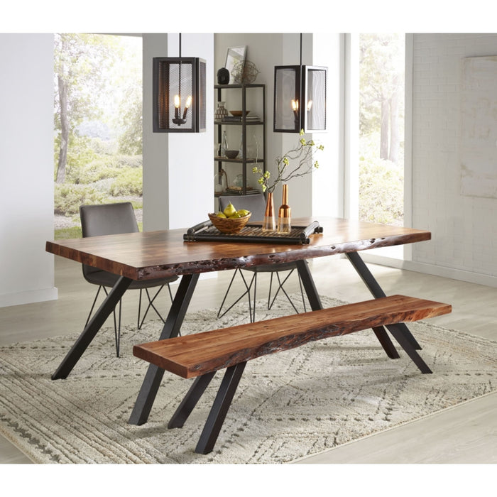 Modus Furniture Reese Live Edge Solid Wood Metal Leg Dining Bench in Natural Acacia 655450206351 3A6991 Image 4