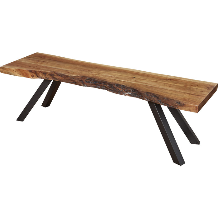 Modus Furniture Reese Live Edge Solid Wood Metal Leg Dining Bench in Natural Acacia 655450206351 3A6991 Main Image