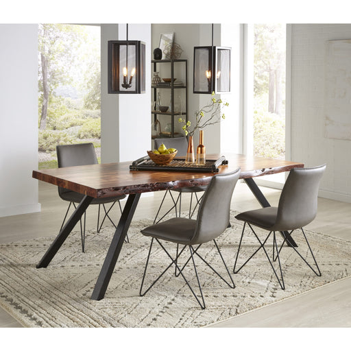 Modus Furniture Reese Live Edge Solid Wood Metal Leg Dining Table in Natural Acacia 655450236914 3A69615 Image 1