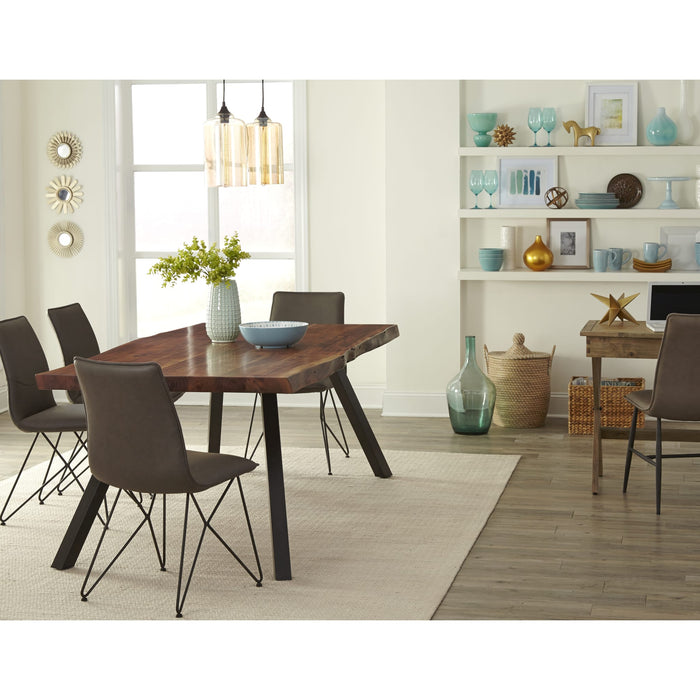 Modus Reese Live Edge Solid Wood Metal Leg Dining Table in Natural Acacia Image 2