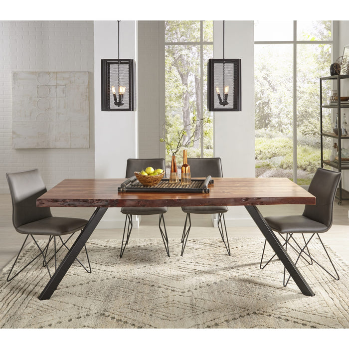 Modus Furniture Reese Live Edge Solid Wood Metal Leg Dining Table in Natural Acacia 655450236914 3A69615 Main Image