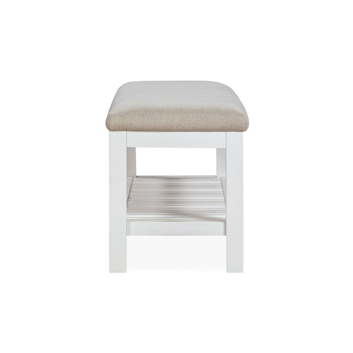 Modus Retreat Upholstered Wood Bench in Snowfall Image 2