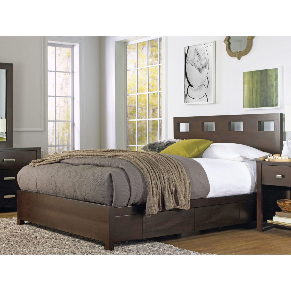 Riva Wood Storage Bed in Chocolate Brown — Modus Furniture