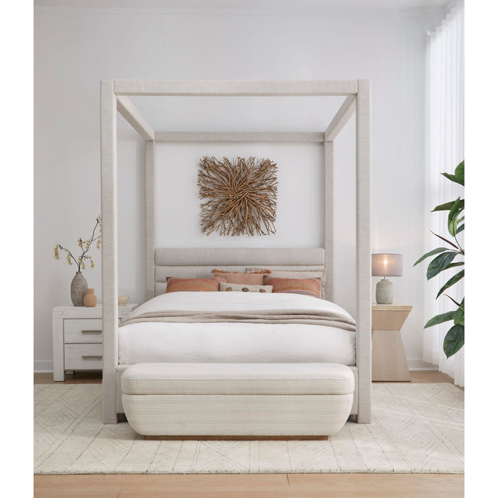 Modus Rockford Upholstered Canopy Bed in Turtle Dove Linen Image 1