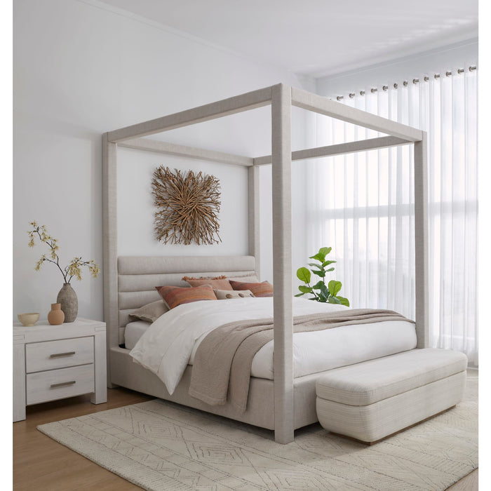Modus Rockford Upholstered Canopy Bed in Turtle Dove Linen Main Image