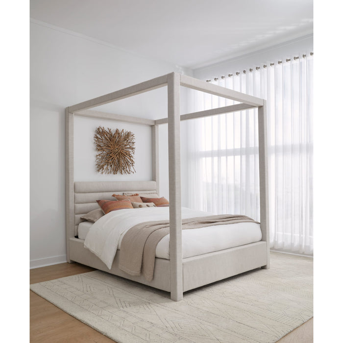 Modus Furniture Rockford Upholstered Canopy Bed in Turtle Dove Linen  MQNCH  Image 2
