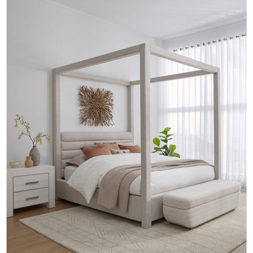 Modus Furniture Rockford Upholstered Canopy Bed in Turtle Dove Linen  MQNCH  Main Image